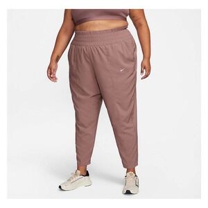 Nike Dri-FIT High Waisted Smocked Pants 1X Mauve Activewear Joggers FB5020-208